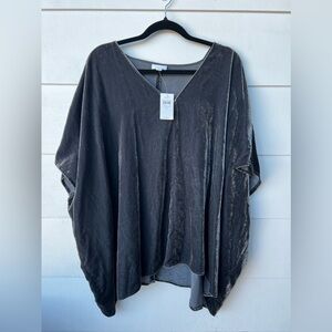 Pure Jill Velvet Seamed Draped Top | Size XL | Grey